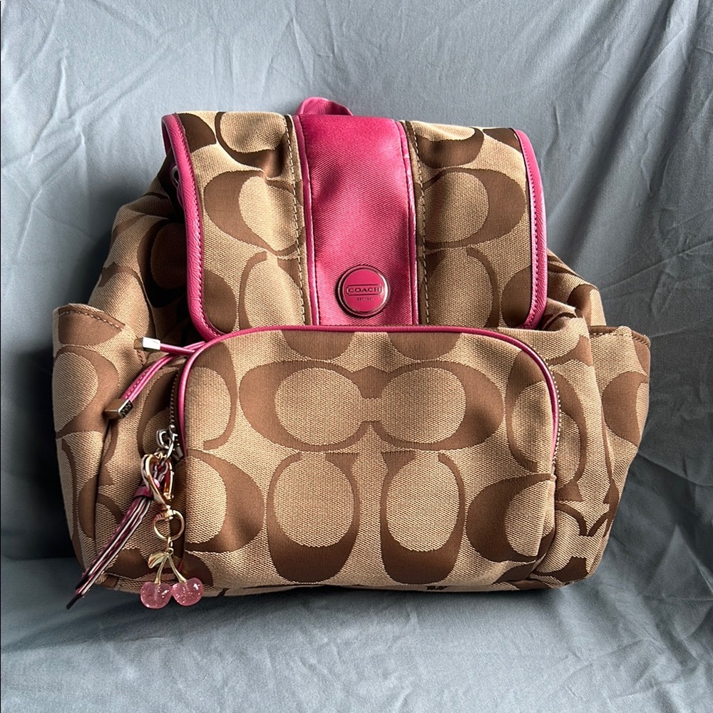 Vintage Coach Brown and Pink Backpack